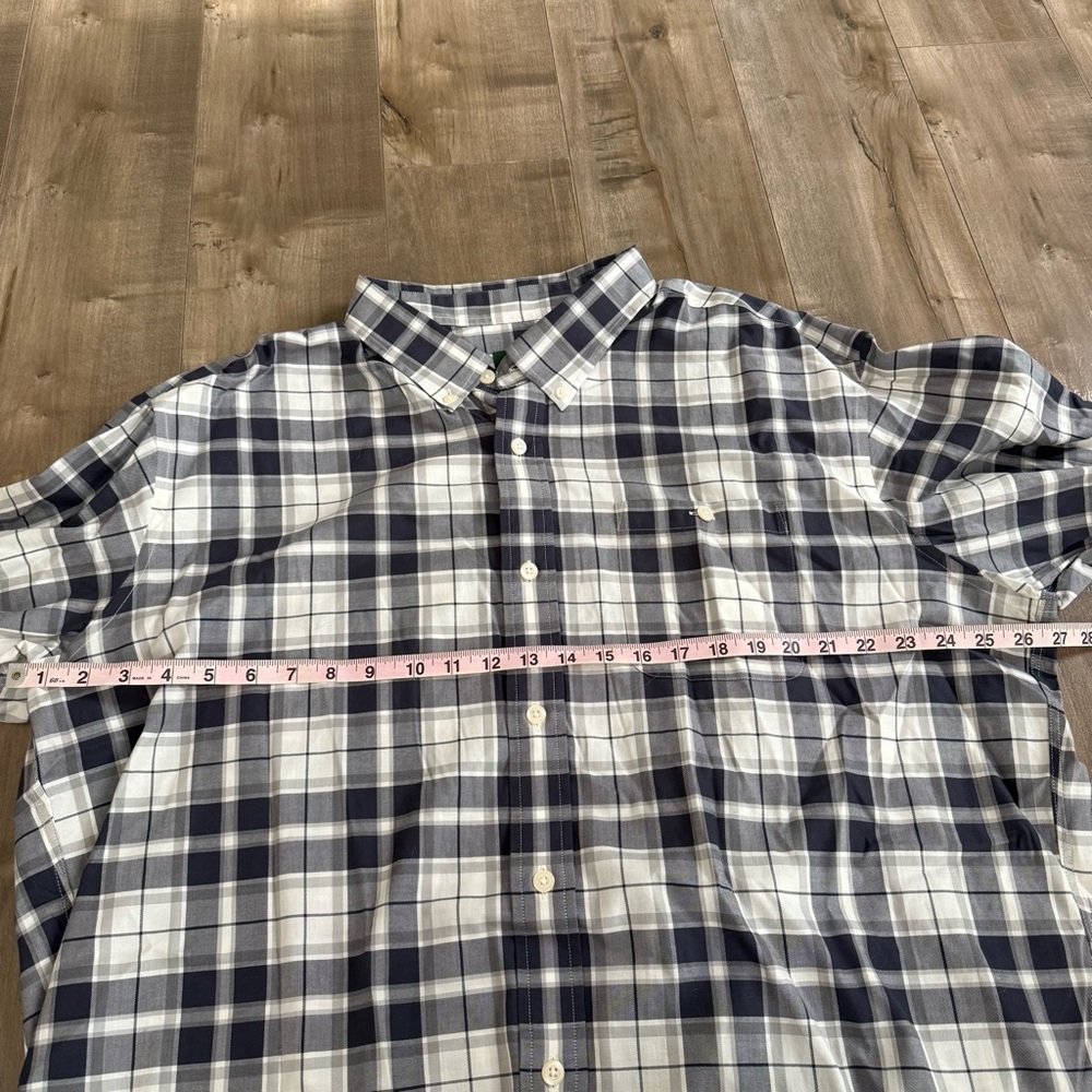 Orvis Button Down Shirt Classic Fit XXL Check Plaid Navy Blue White Pocket - Picture 5 of 7